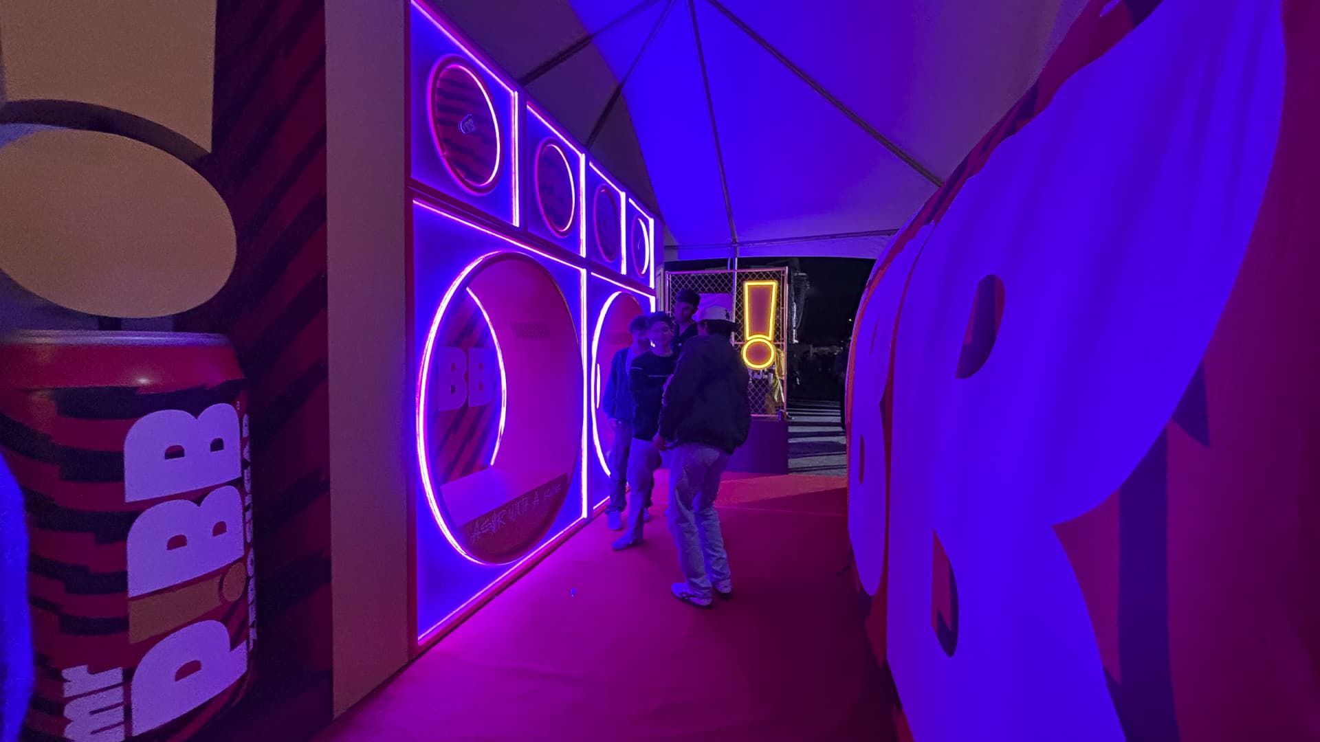Boombox-themed interior wall installation
