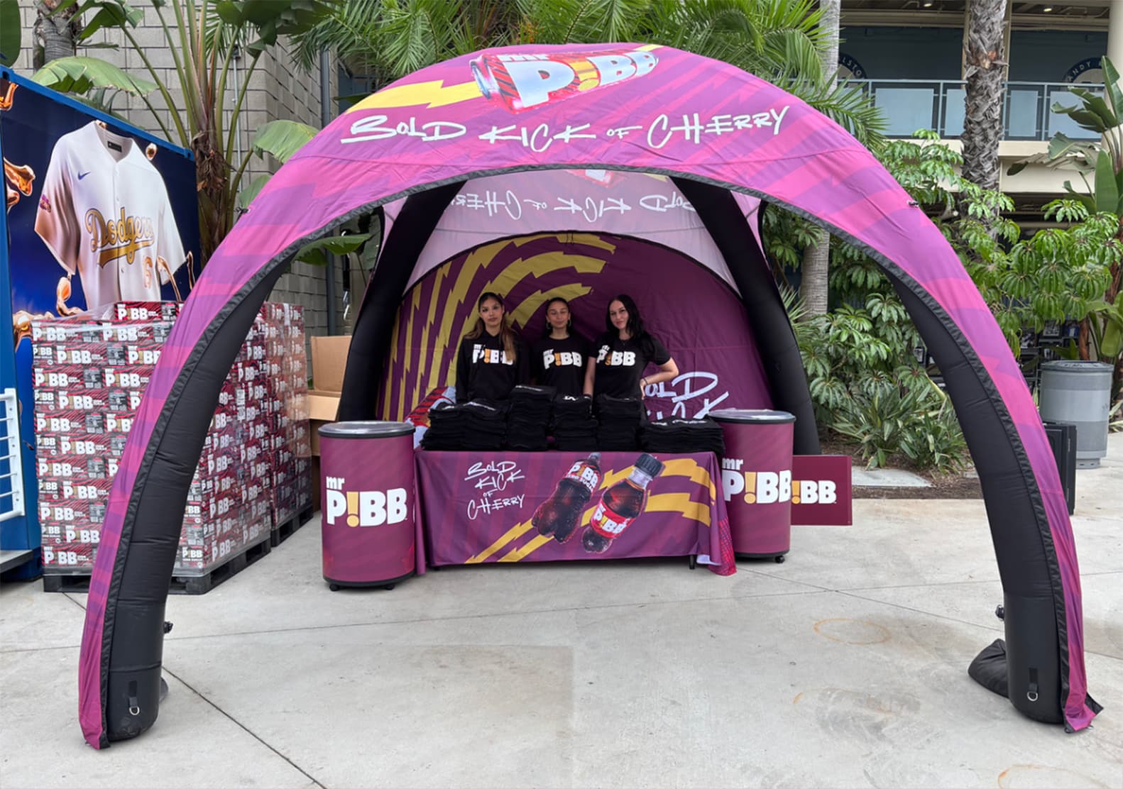 Mr. Pibb sampling tent at Dodgers stadium